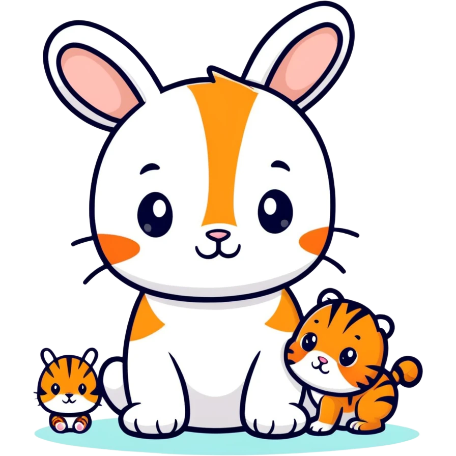 Baby bunny with tiger emoji