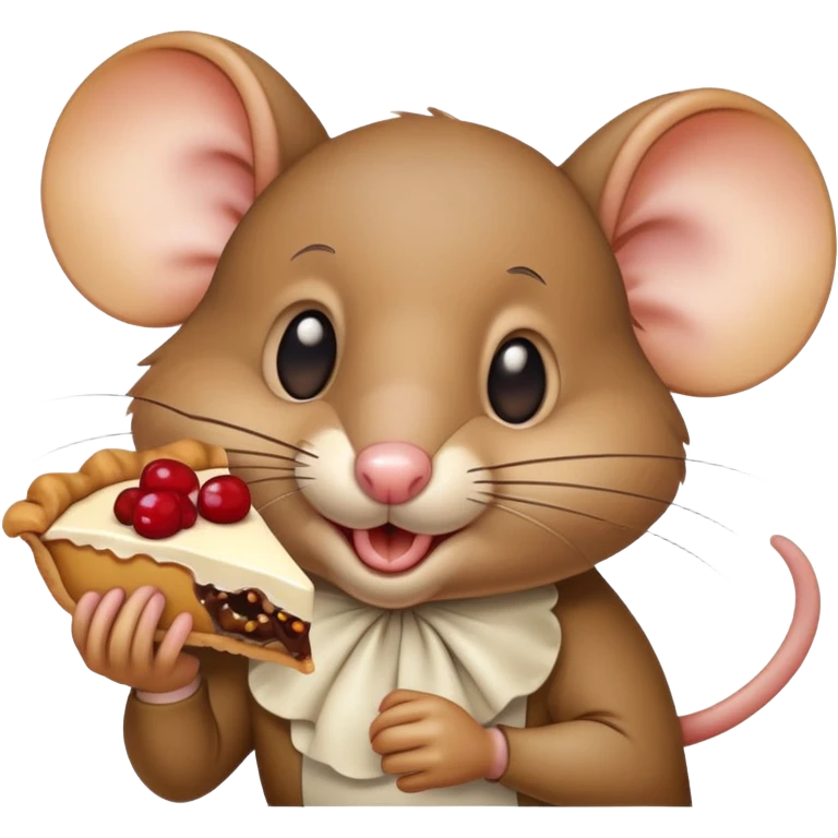 Kind male mouse eating a piece of pie emoji
