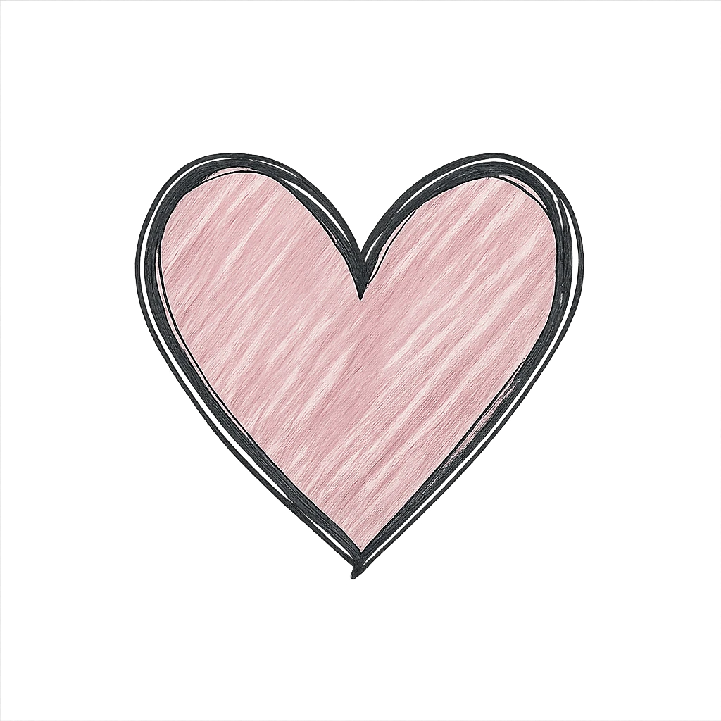 pink heart hand drawn style emoji