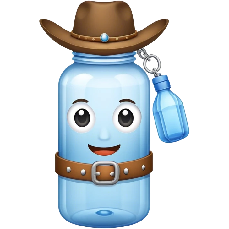 Water bottle wearing a cowboy hat  emoji