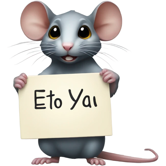 A rat holds a sign with the inscription "ETO YA" emoji