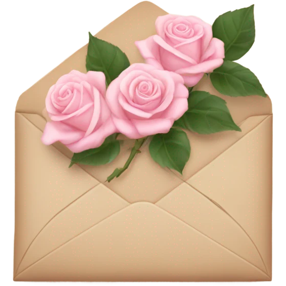 beige envelope with light pink roses emoji