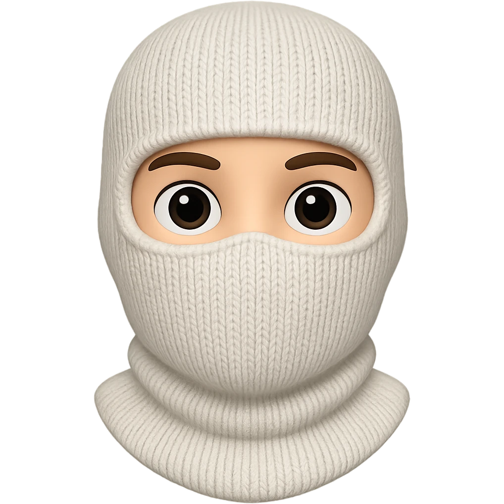 white balaclava emoji style without mouth emoji