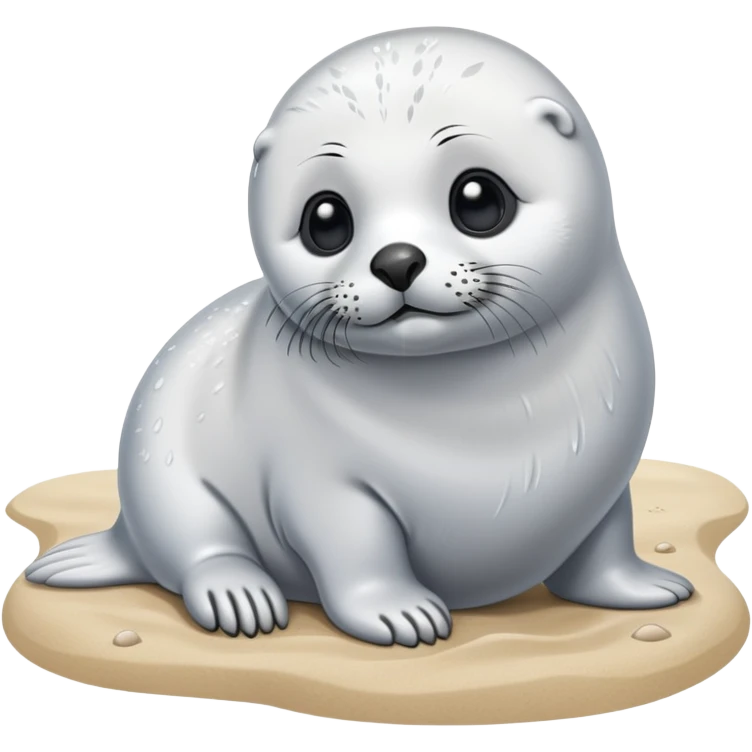 Train a harp seal at beach  emoji