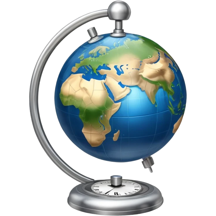 Earth globe with a small clock in the bottom corner emoji