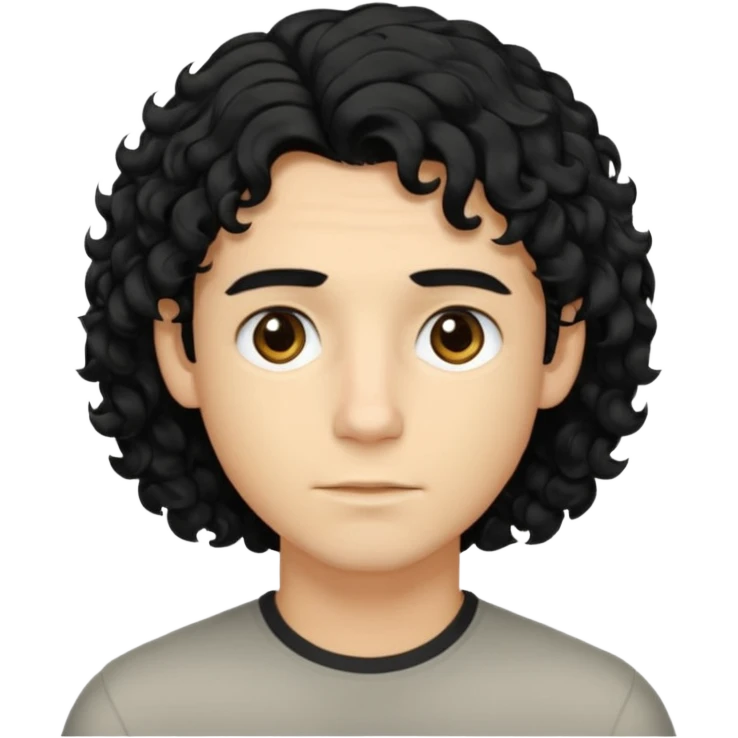 emoji of a young man with shoulder-length curly black hair and blond highlights, no beard, neutral expression emoji