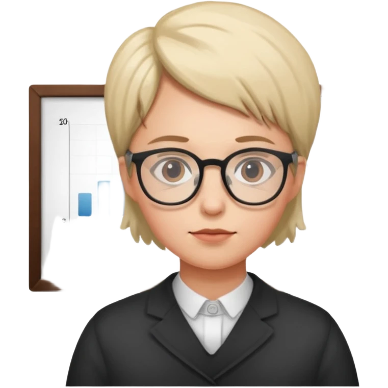person with glasses looking at a chart emoji