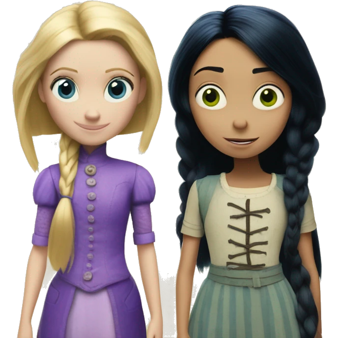 Coraline jones next to Rapunzel emoji