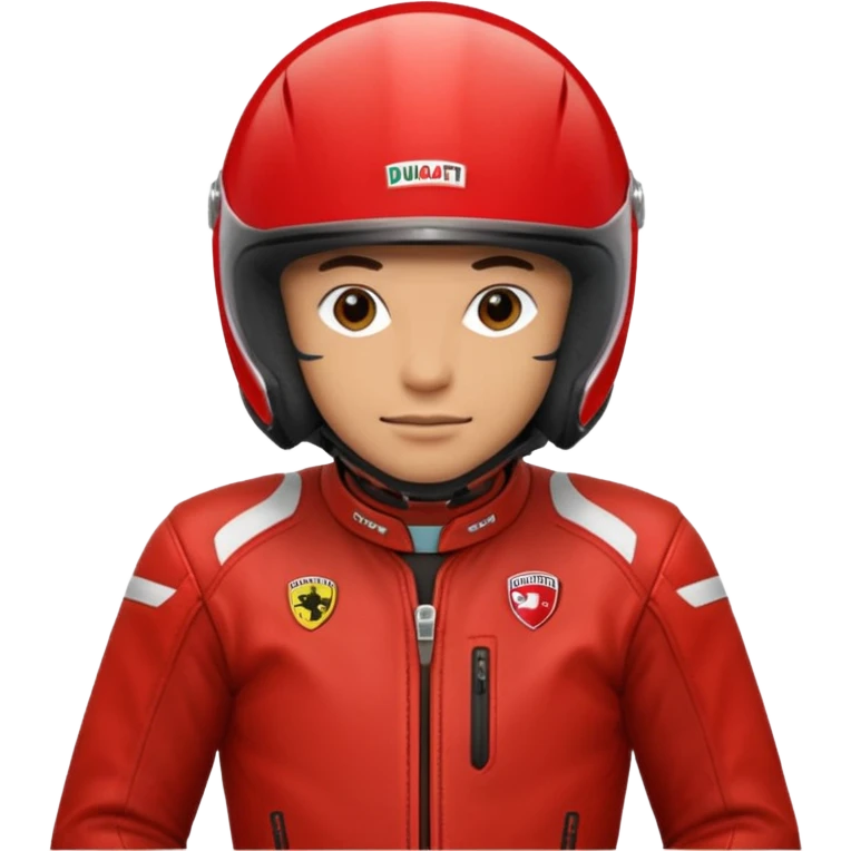 biker with red ducati helmet and red ducati suit emoji
