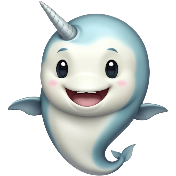 Cinematic Comical Narwhal Portrait Emoji, Head tilted dramatically with an exaggeratedly amused expression, featuring a sleek, elegantly streamlined body with a prominently spiraled ivory tusk and wide, comically expressive eyes full of playful disbelief, Simplified yet hilariously expressive features, highly detailed, glowing with a slightly sassy arctic glow, high shine, dramatic yet playful, stylized with an air of quirky marine mischief, soft glowing outline, capturing the essence of a meme-worthy narwhal that looks ready to side-eye its way into viral fame! emoji