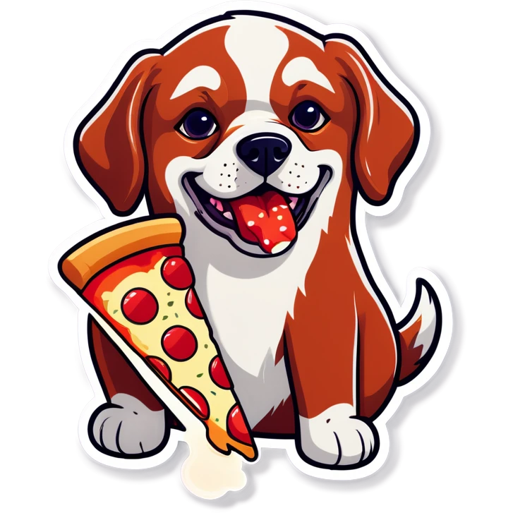 Dog eating pizza emoji