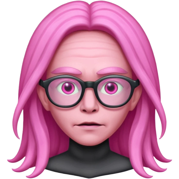 long-haired alien with glasses, pink skin emoji