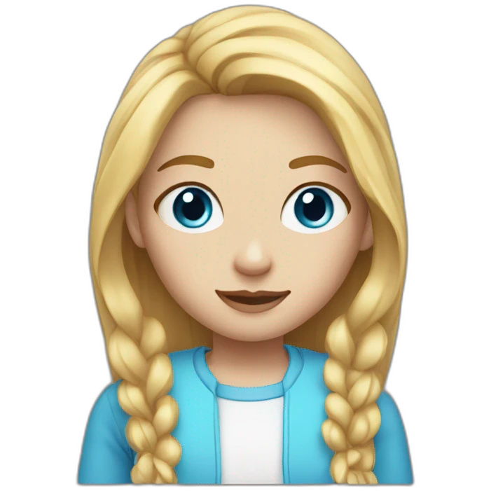 A girl with blue eyes, freckles and long blond hair emoji