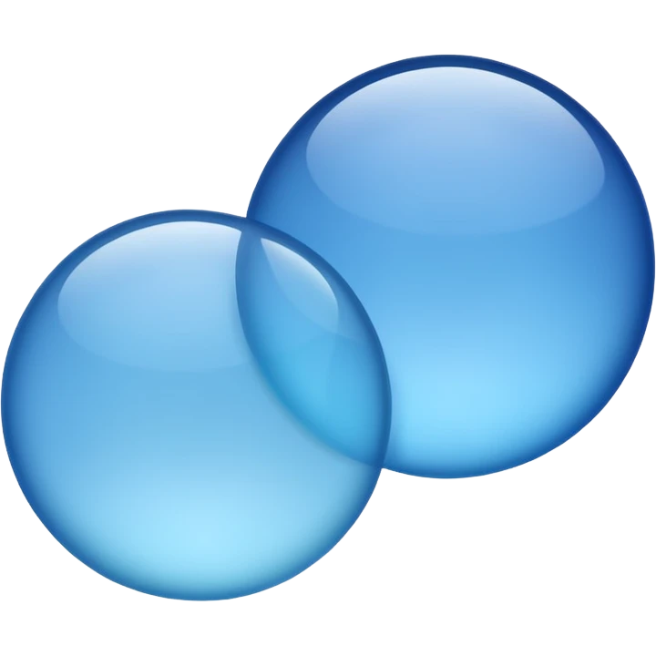 Two round cells in light blue and blue
Soft gradient
Slightly translucent texture
Minimal scientific illustration
White background
Clean and calm mood emoji