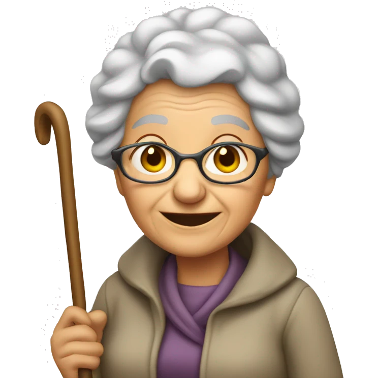 old woman with cane emoji