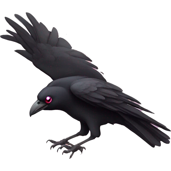 Flying crow with pink eyes emoji