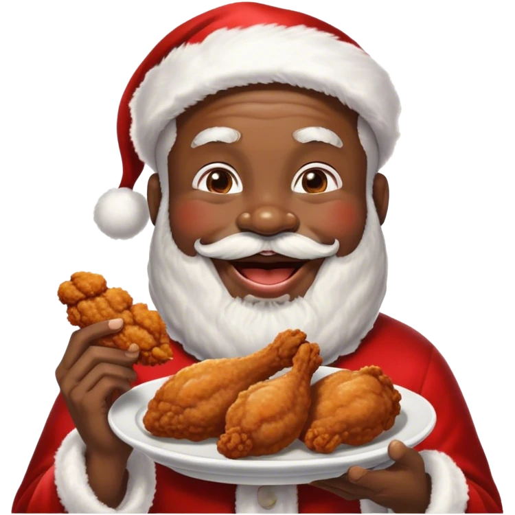 black santa eating chicken emoji