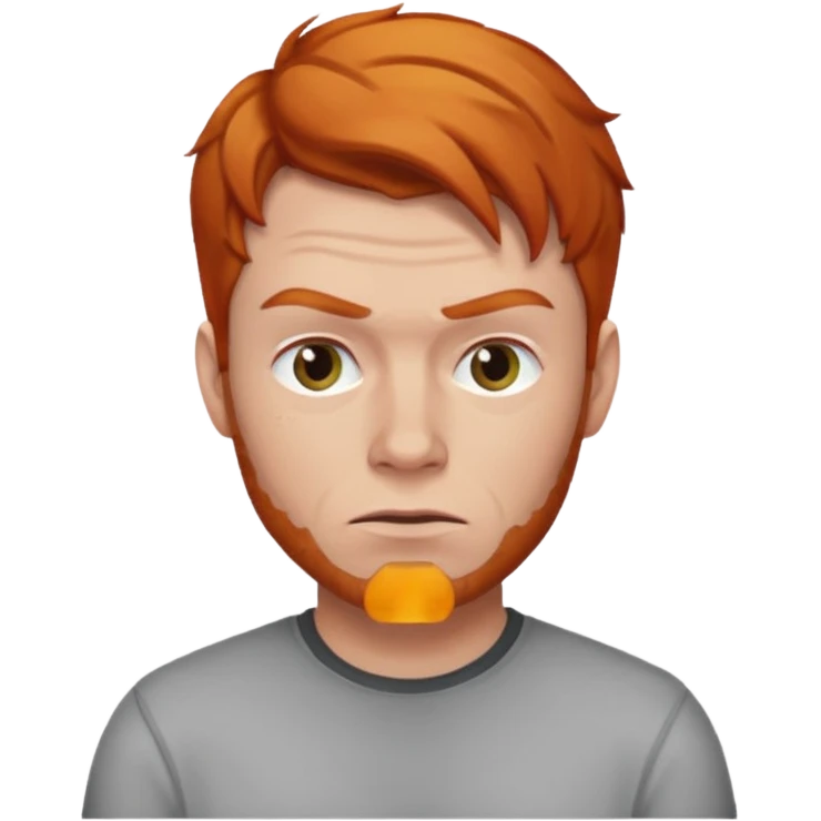 The 🤨 raised eyebrow emoji but with short ginger hair (a man) emoji
