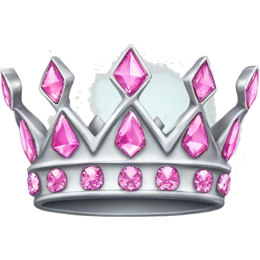 Silver crown emoji with pink diamonds  emoji