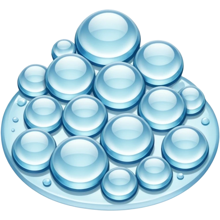 translucent cluster of irregular crystal-like grains, gelée and glossy, slightly rounded and bumpy, pearly white to transparent, living hydrated structure, soft lighting, emoji scale emoji