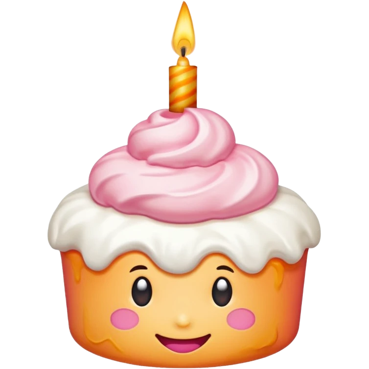 Peach emoji covered with whipped cream and a birthday candle on it emoji
