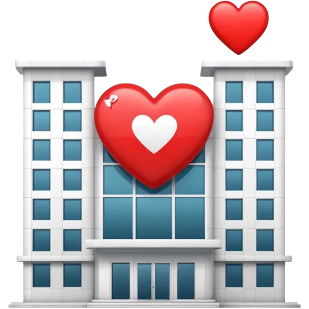 hospital building with a heart symbol emoji