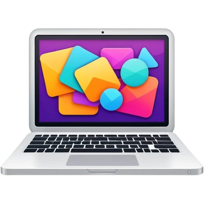 framed digital laptop illustration with abstract vector shapes inside emoji