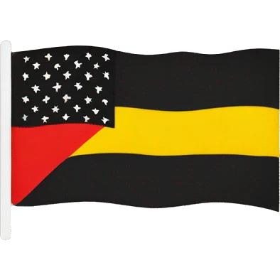 Flag with half rectangle black on top and red on bottom, have medium size yellow circle in the middle emoji