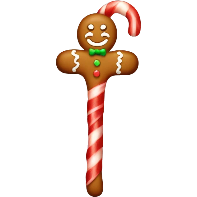 Gingerbread man holding a candy cane emoji