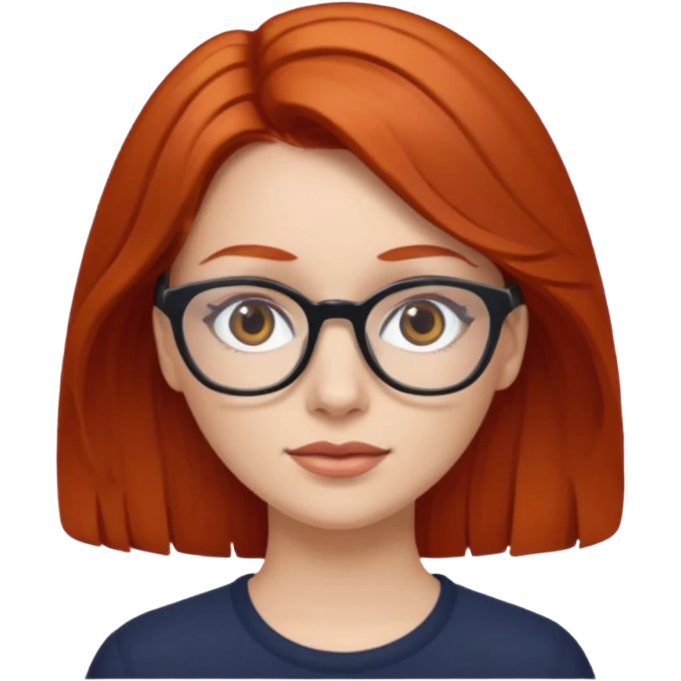 Mujer blanca pelirroja ojos marrones y gafas emoji