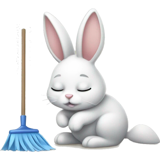 Sleepy bunny cleaning emoji