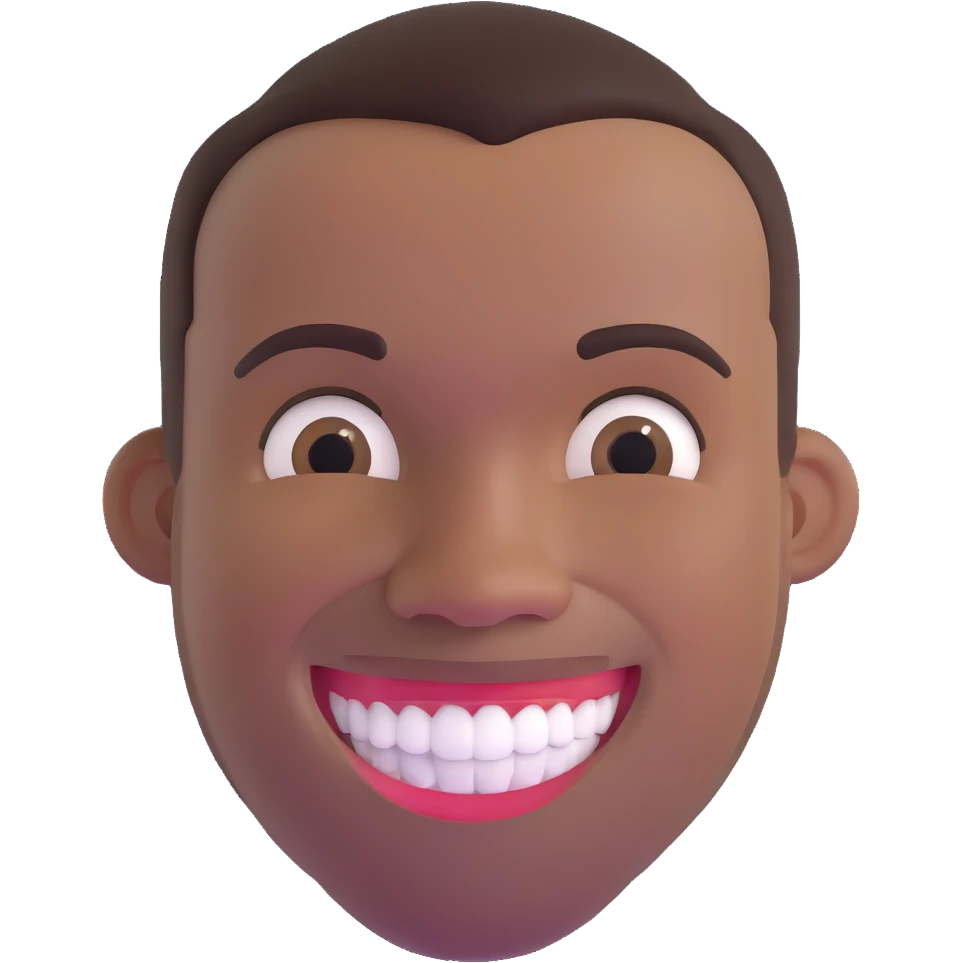 smiling black man with big teeth, standard male haircut, oval face, Rio de Janeiro theme, no glasses, carioca emoji