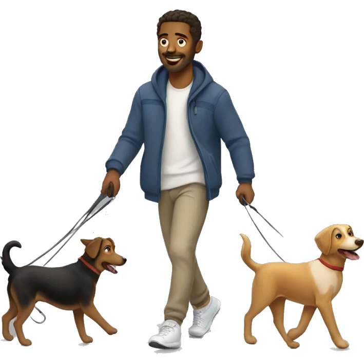 Guy Taking the dogs for a walk emoji