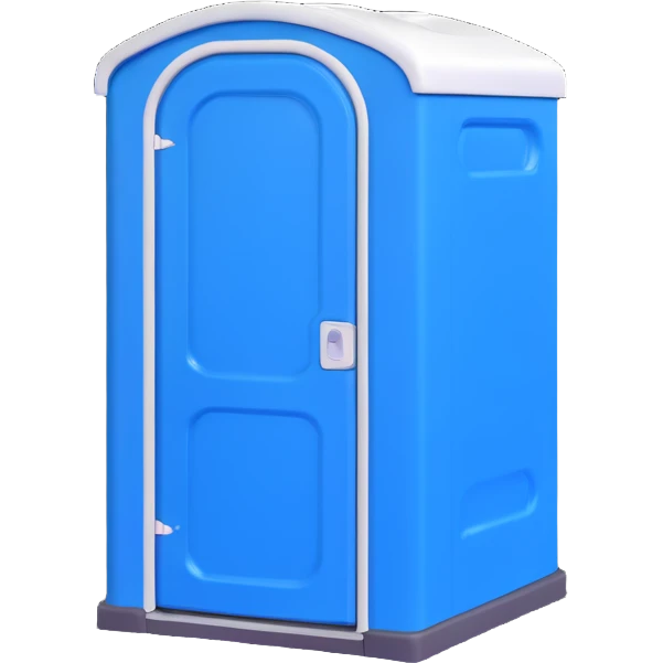 portable toilet portaloo 3D blue plastic white roof realistic but friendly emoji