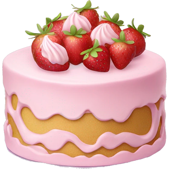 Pink strawberries and cream birthday cake  emoji