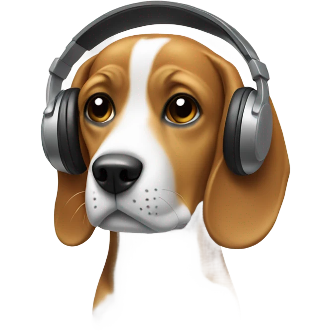 A beagle wearing headphones emoji