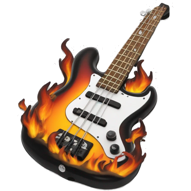 Rockin bass guitar plate flames emoji