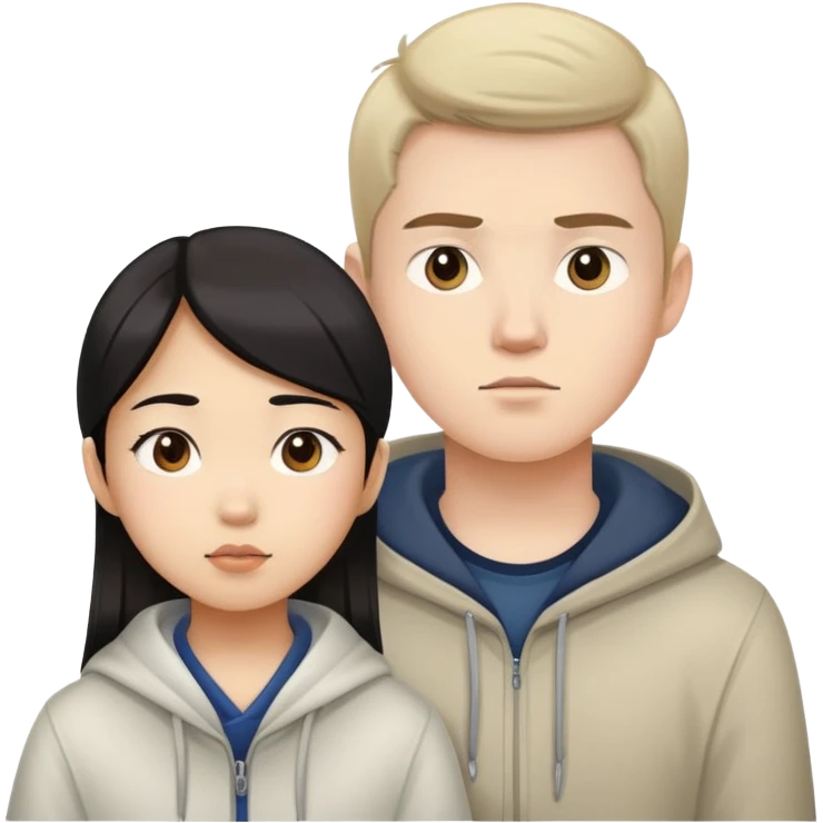 Asian girl and white boy making love sfw emoji