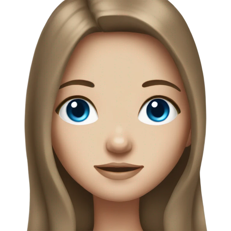 White girl with long brown hair and blue eyes emoji