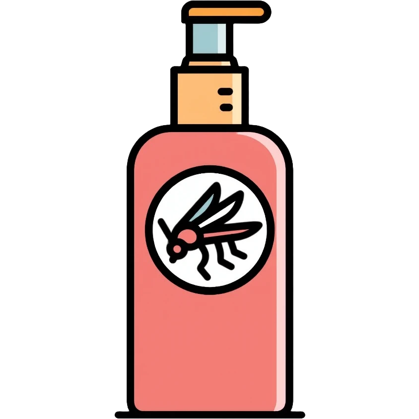 Insect repellent spray bottle with mosquito symbol emoji