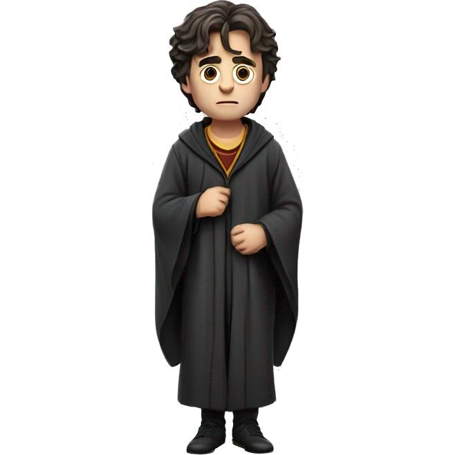 full body Harry Potter in robe laying down looking very stressed  emoji