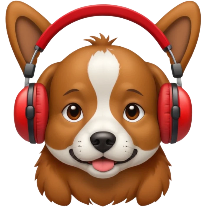 dog wearing red headphones emoji