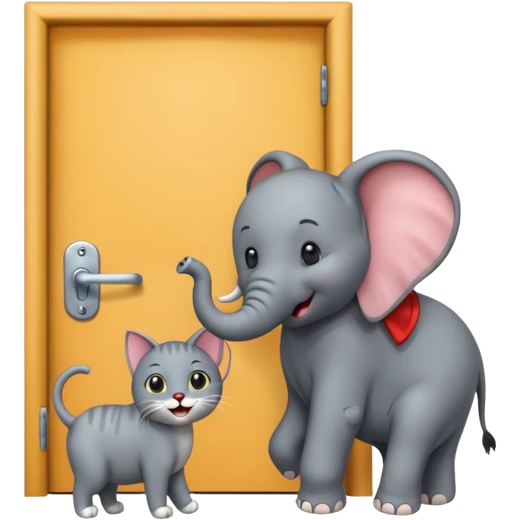 A cat and an elephant door dashing together  emoji