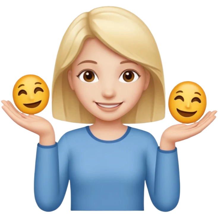 girl holding a six in one hand and a seven in the other hand emoji