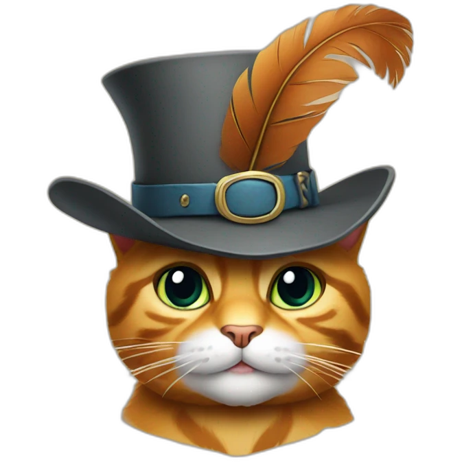 puss in boots wearing a hat with feather and boots emoji