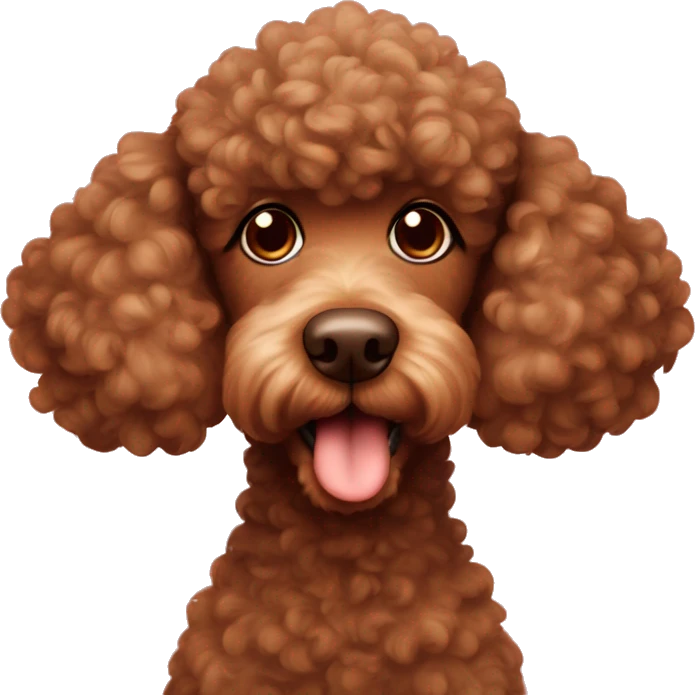 Brown poodle with lots of hearts and a cute face emoji