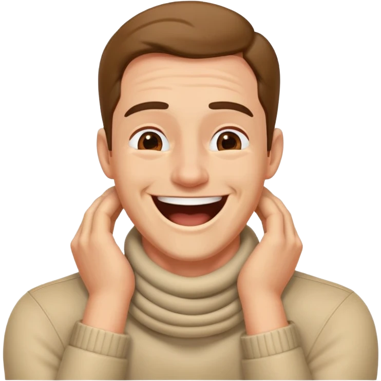 Hands over neck laughing man emoji