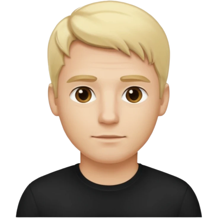 Create a man standing still, doing nothing, with blond hair and a black shirt, in iOS 18 style.” emoji