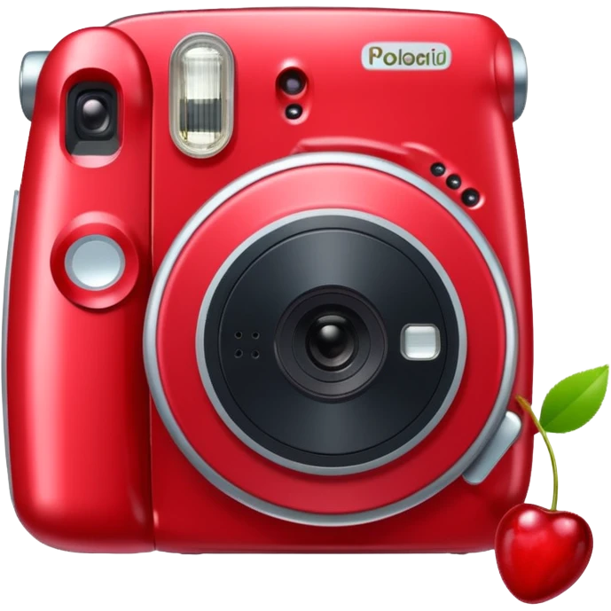 red  instax polaroid camera with cherries on it  emoji