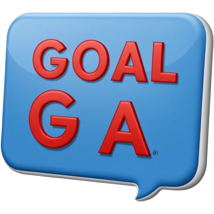 Word “Goal” sign comic style blue (#00A3E0) and red (#F9423A)  emoji